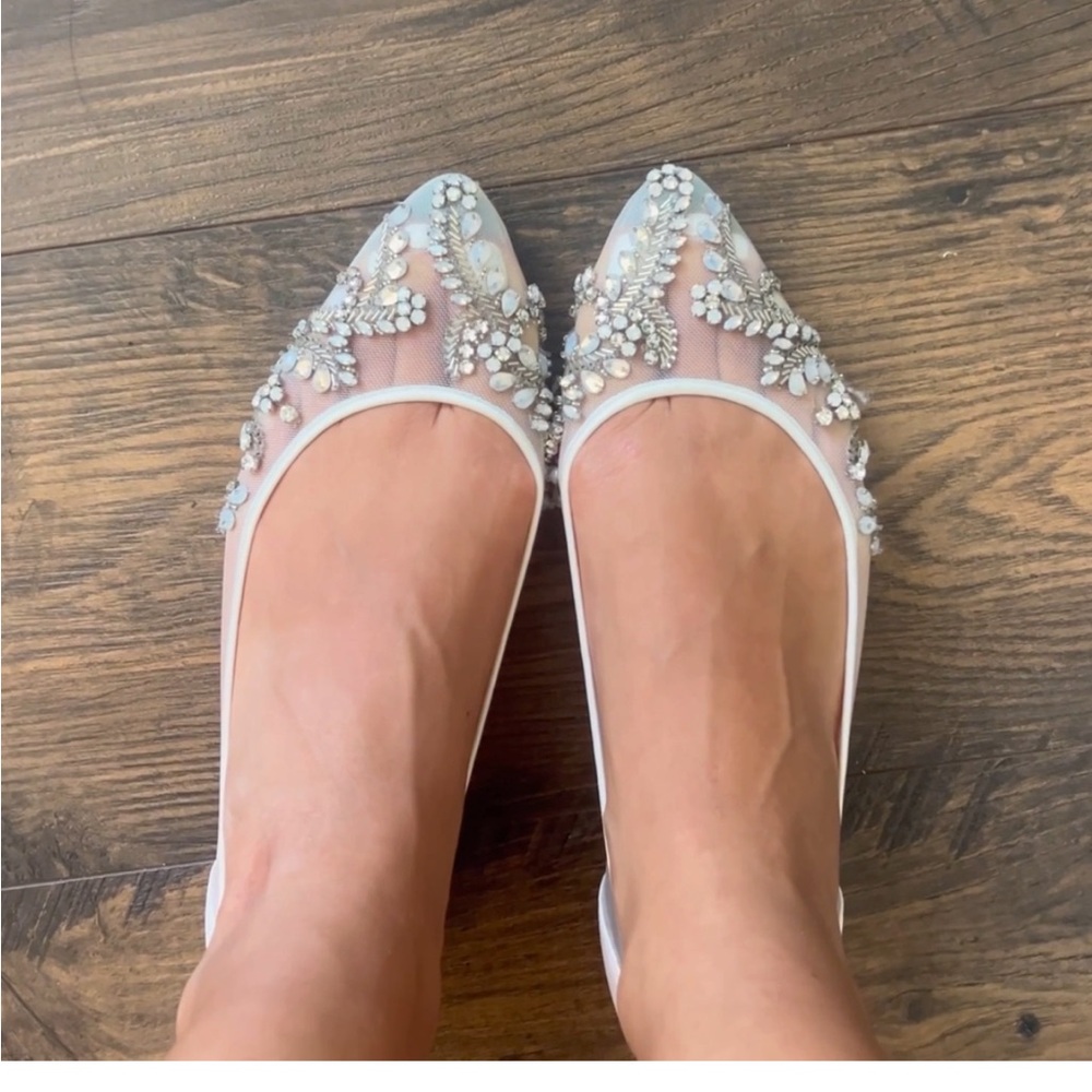 Bella Belle Wedding Elegant White Embellished Flats